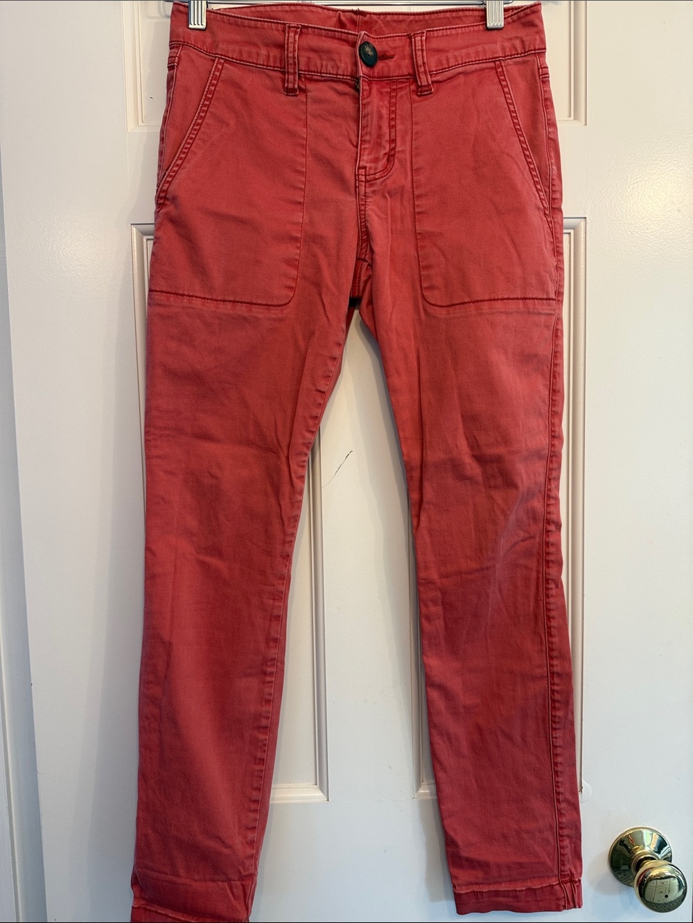 CAbi Cropped Ankle Pants in Coral Red